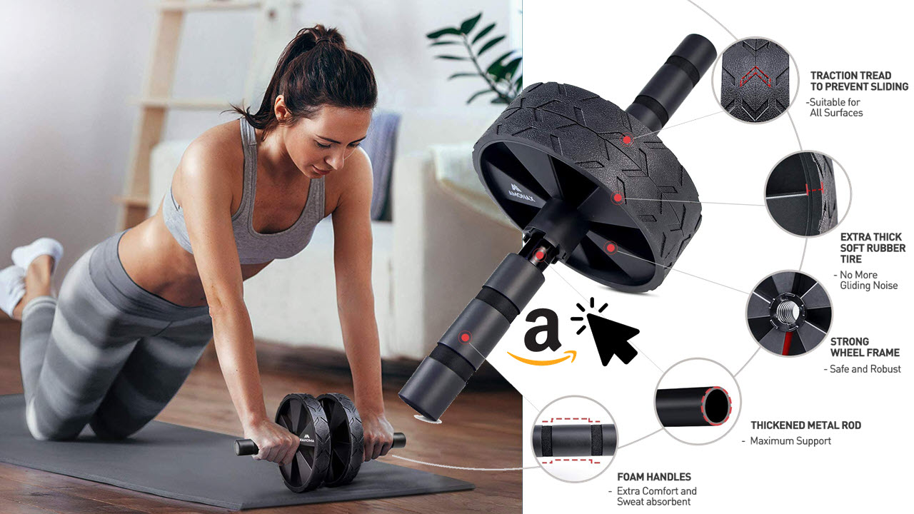 Amonax abdominal roller abdominal muscle trainer with knee pads