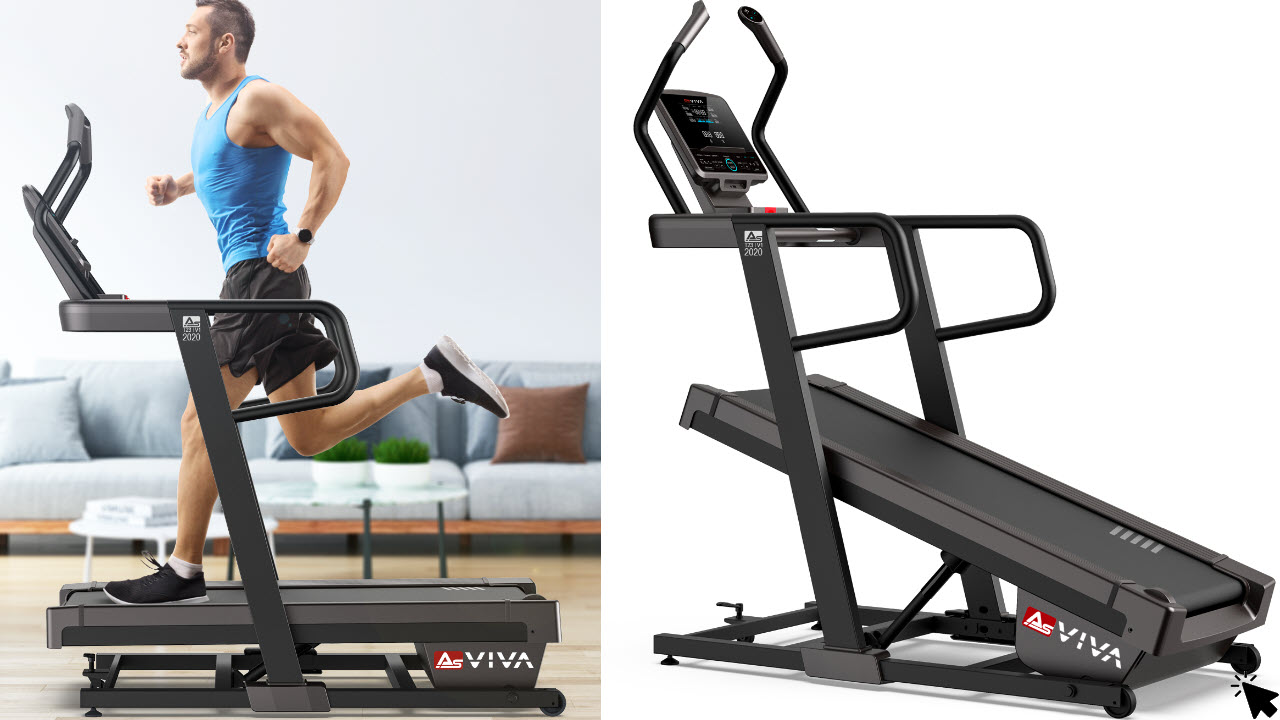 AsVIVA Profi Laufband T23 Pro Climb Treadmill, leiser 7PS Motor, mit bis zu 40% Steigung, elektronisch, bis zu 18kmh