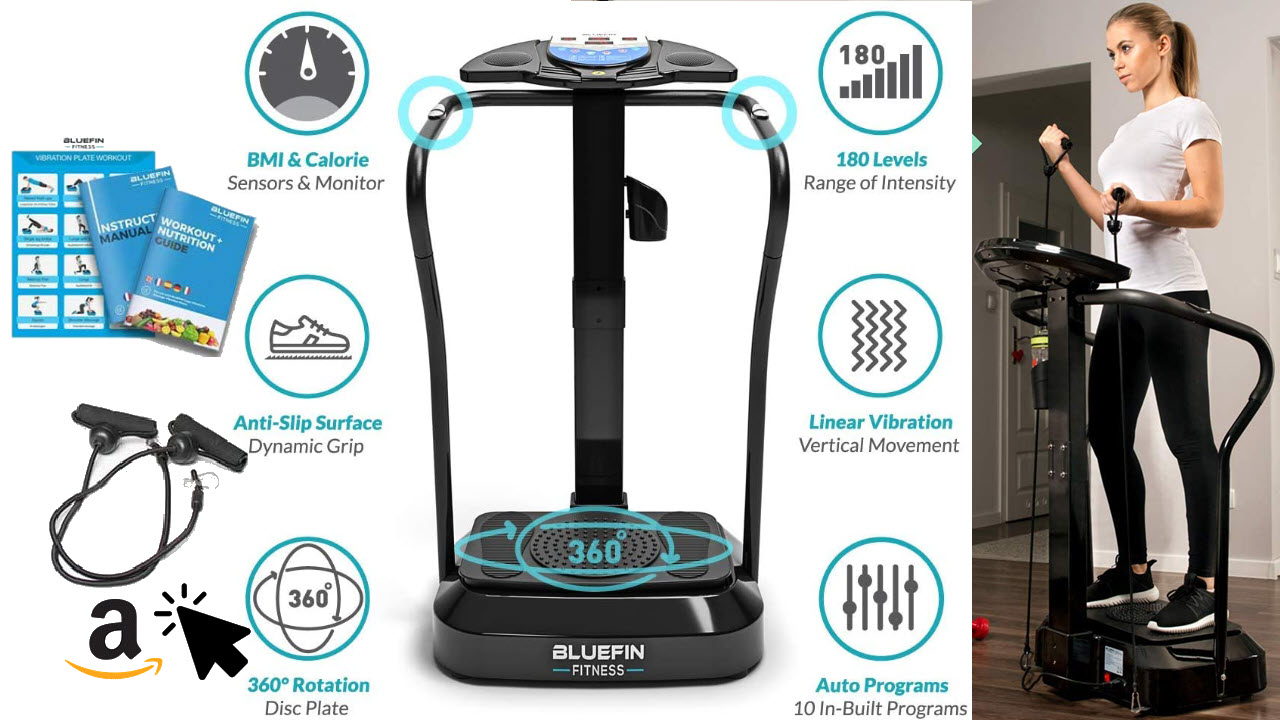 Bluefin Fitness Vibrationsplatte mit Säule & Haltestangen