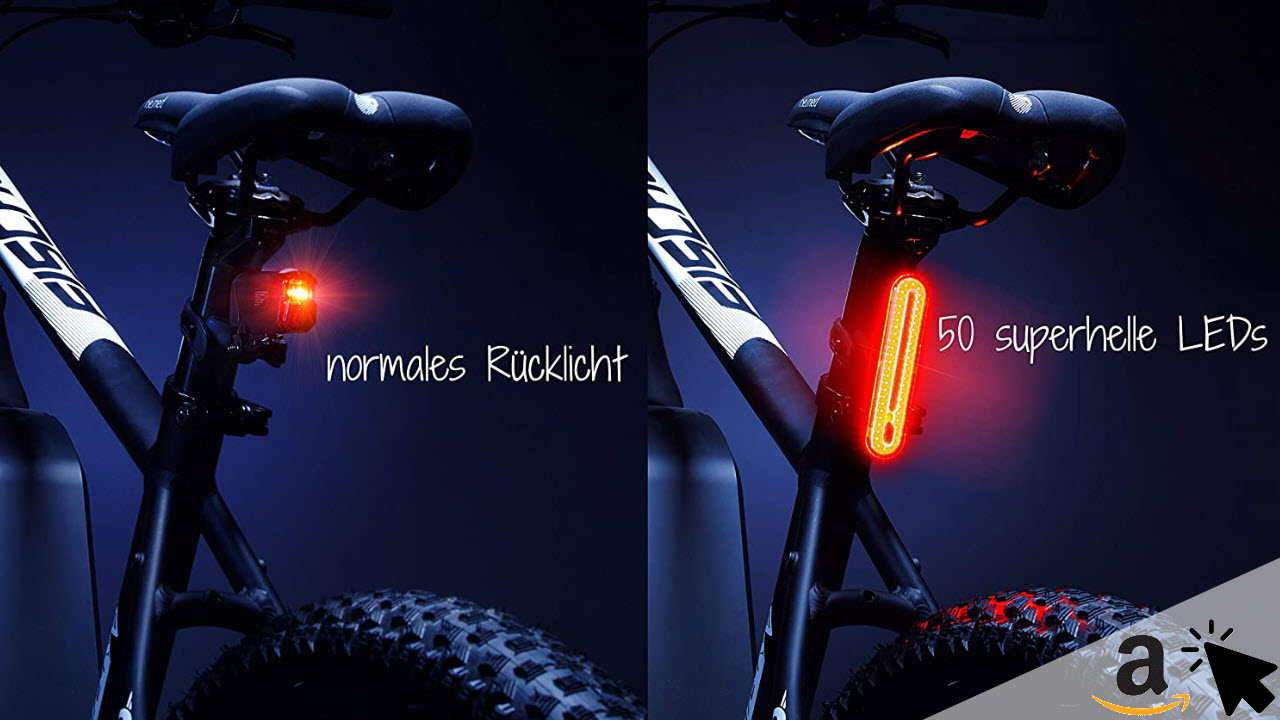 FISCHER Akku LED Fahrrad Rückleuchte Rücklicht mit USB-Ladefunktion