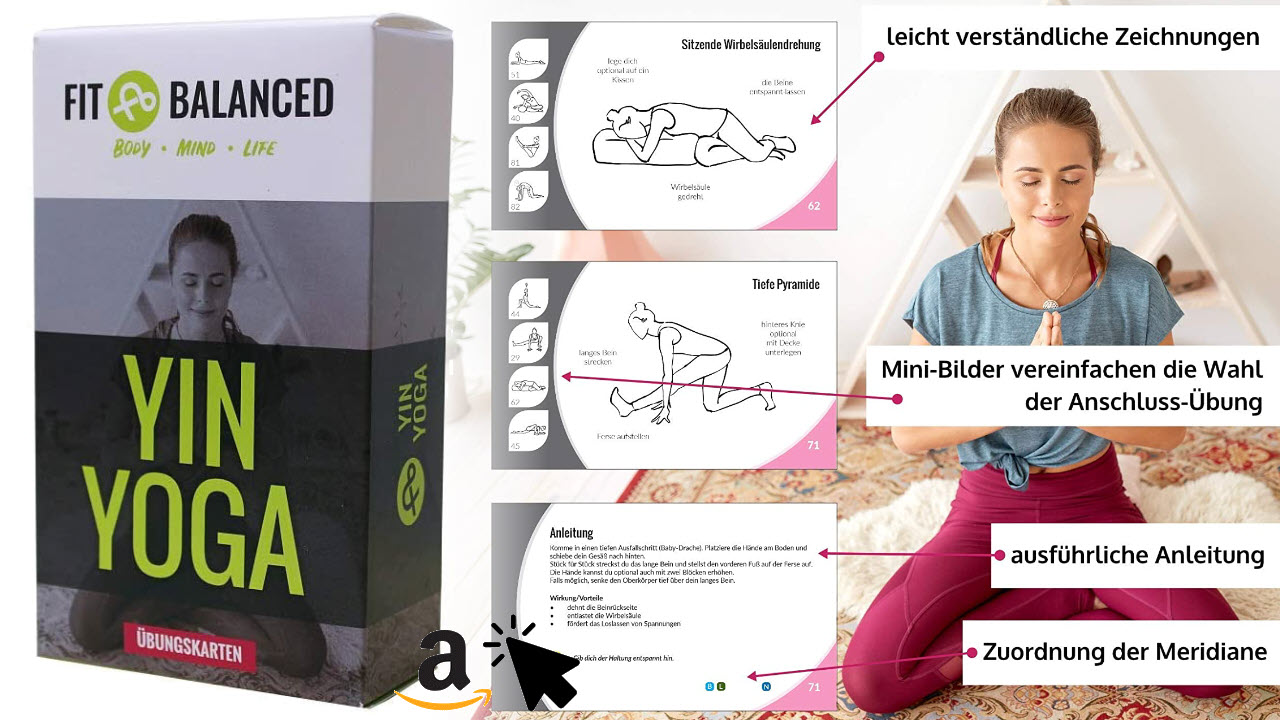 FIT&BALANCED Yin Yoga Übungs-kartenset für Anfänger und Fortgeschrittene