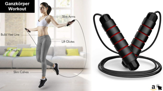 FITFORT Springseil Speed Rope Springseil Erwachsene mit Kugellagern - Länge Einstellbar
