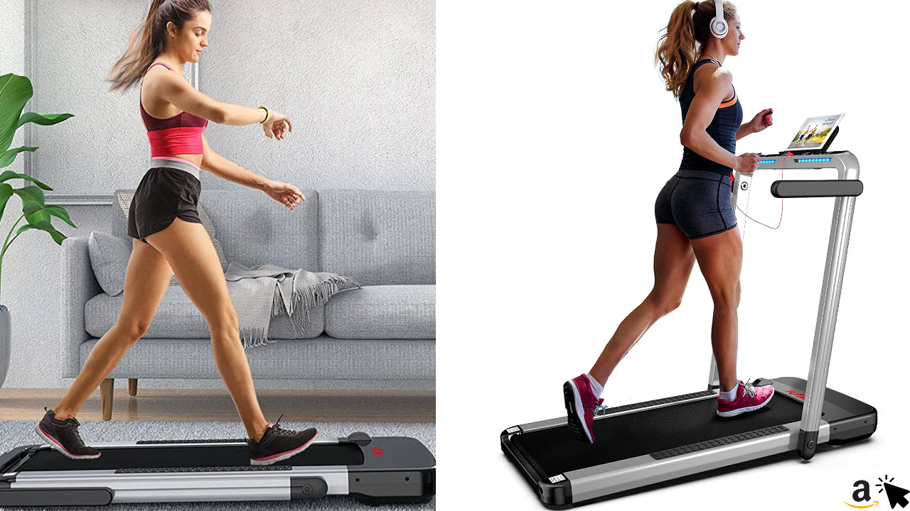 Flylinktech 2 in 1 Profi Laufband Klappbar, 1 - 14 kmh, faltbar, große Lauffläche, 12 Laufprogramme, APP-Steuerung, Tablet Halterung
