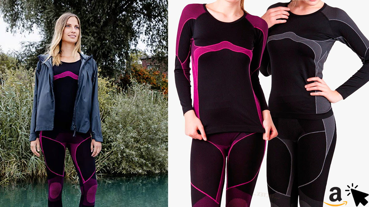 Gomati Damen Thermo Unterwäsche Set Seamless Funktionswäsche schnelltrocknend