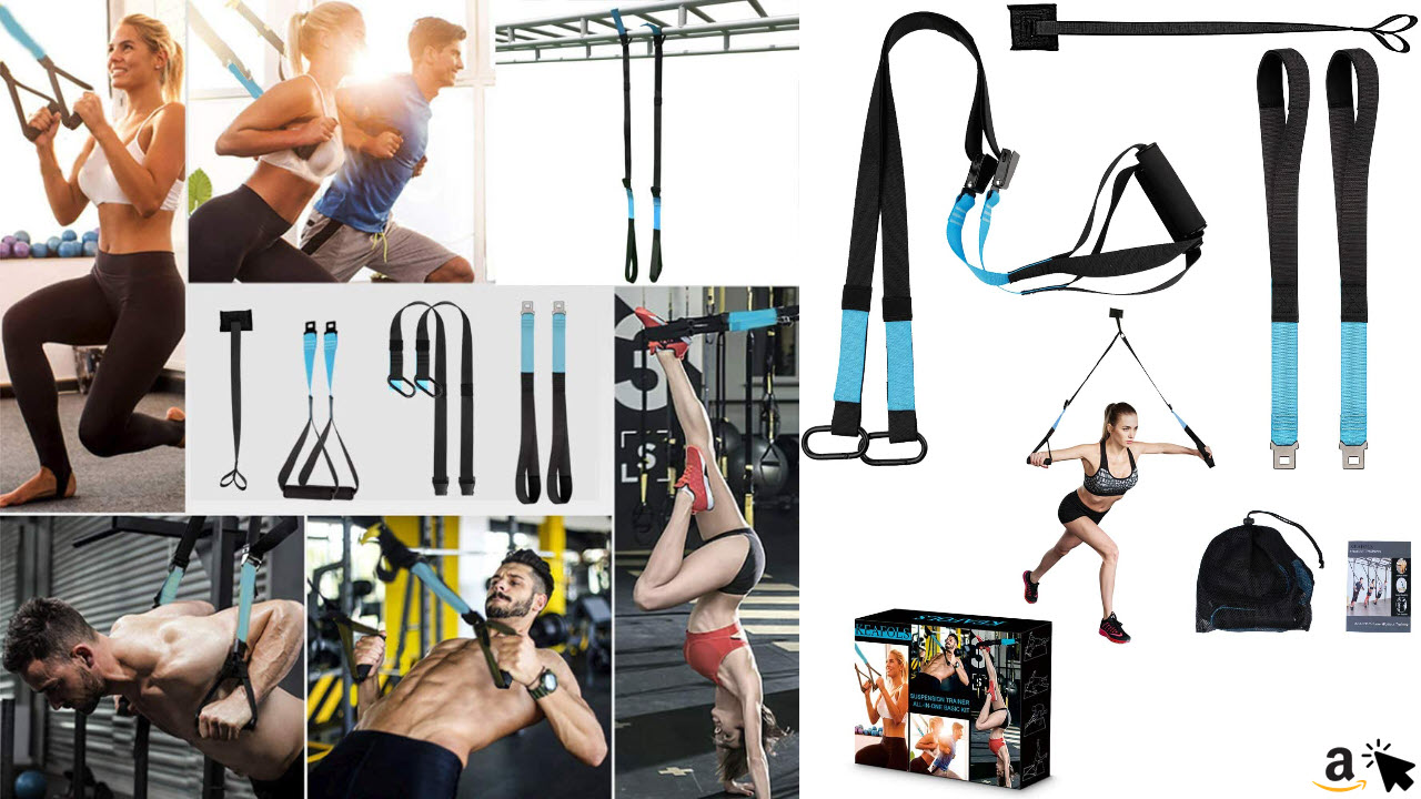 KEAFOLS Schlingentrainer Sling Trainer Schlingentraining Set mit Türanker Suspension Trainer Fitness Band für Ganzkörpertraining
