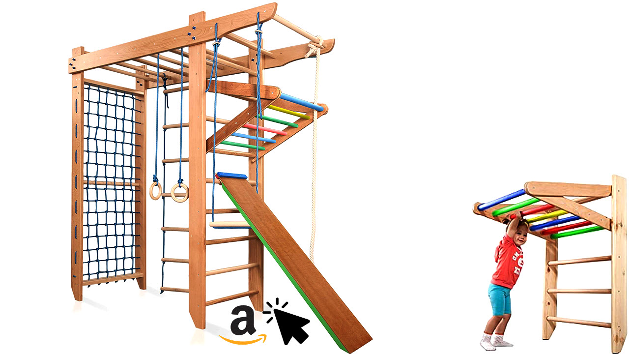 KIND Turnwand Holz Klettergerüst fürs Kinderzimmer Indoor Spartak-5-240