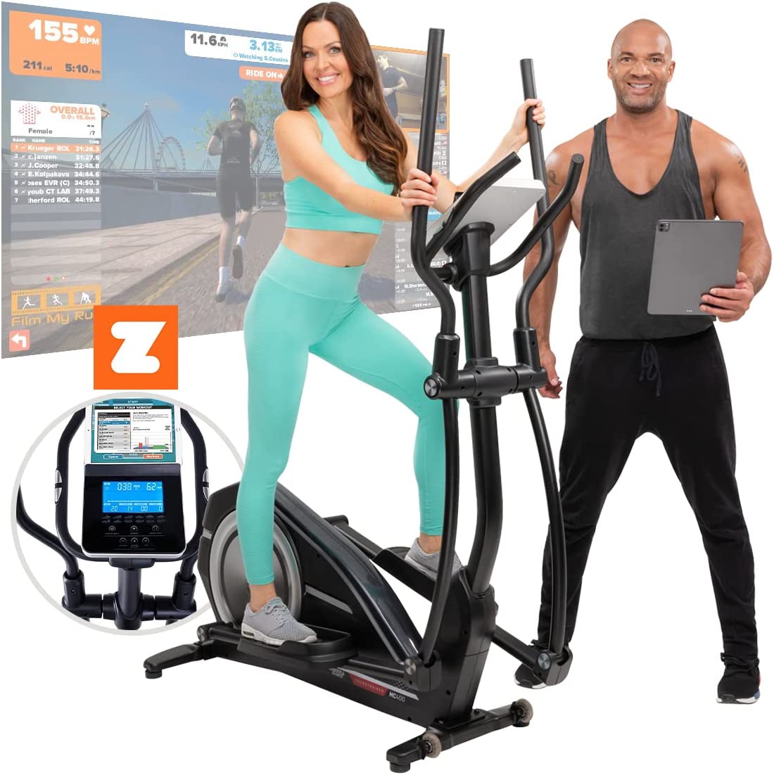 Miweba Sports Crosstrainer MC400 Stepper, Streaming App, 27 Kg Schwungmasse, Traglast 150 Kg