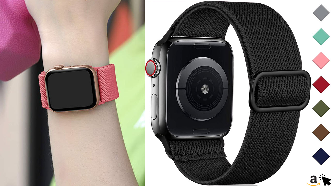 Oielai Apple Watch Sport Solo Loop verstellbares elastisches Nylon Armband