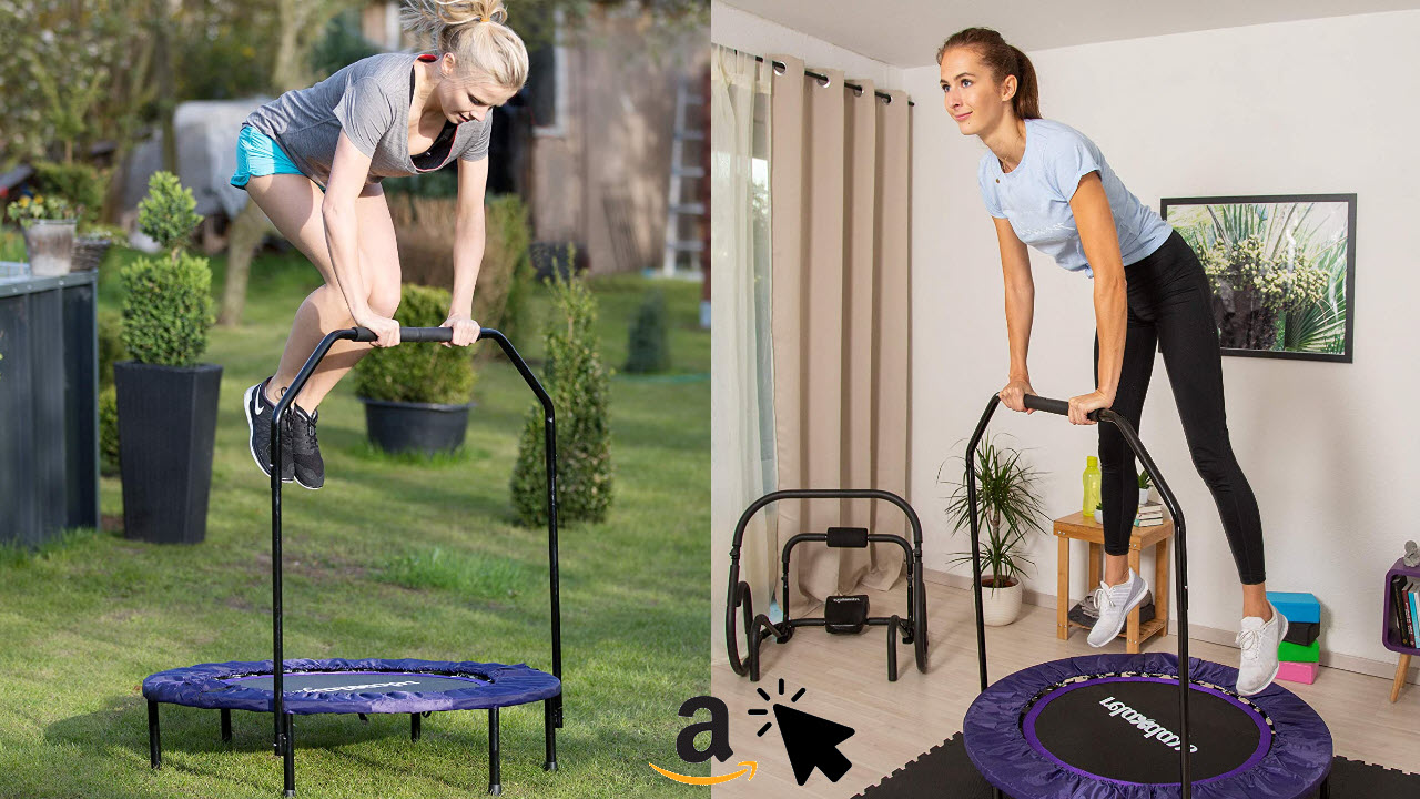 Relaxdays Trampolin faltbar mit Haltestange Indoor