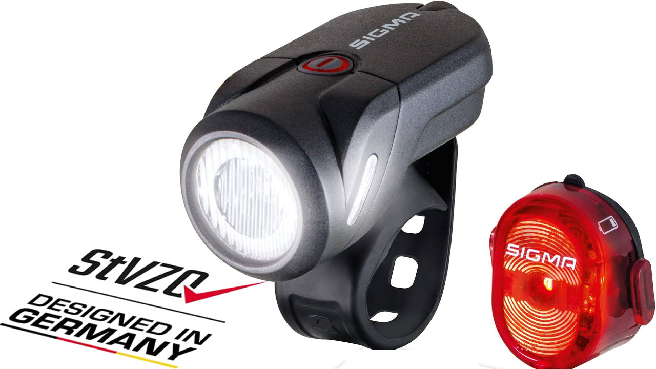 SIGMA SPORT, Akku LED Fahrradlicht Set Aura 35 und NUGGET II, StVZO zugelassenes, akkubetriebenes Vorderlicht und Rücklicht