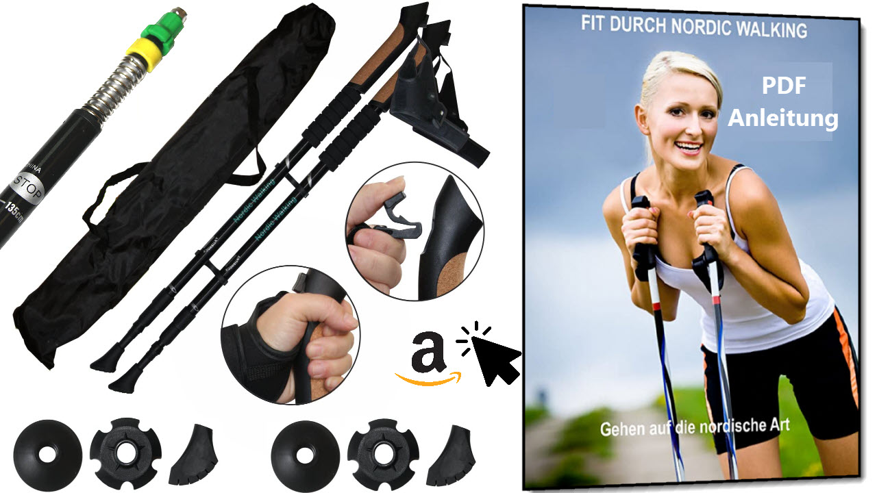 SchwabMarken Nordic Walking Stöcke mit Daumenschlaufe und Anti-shock Dämpfungssystem