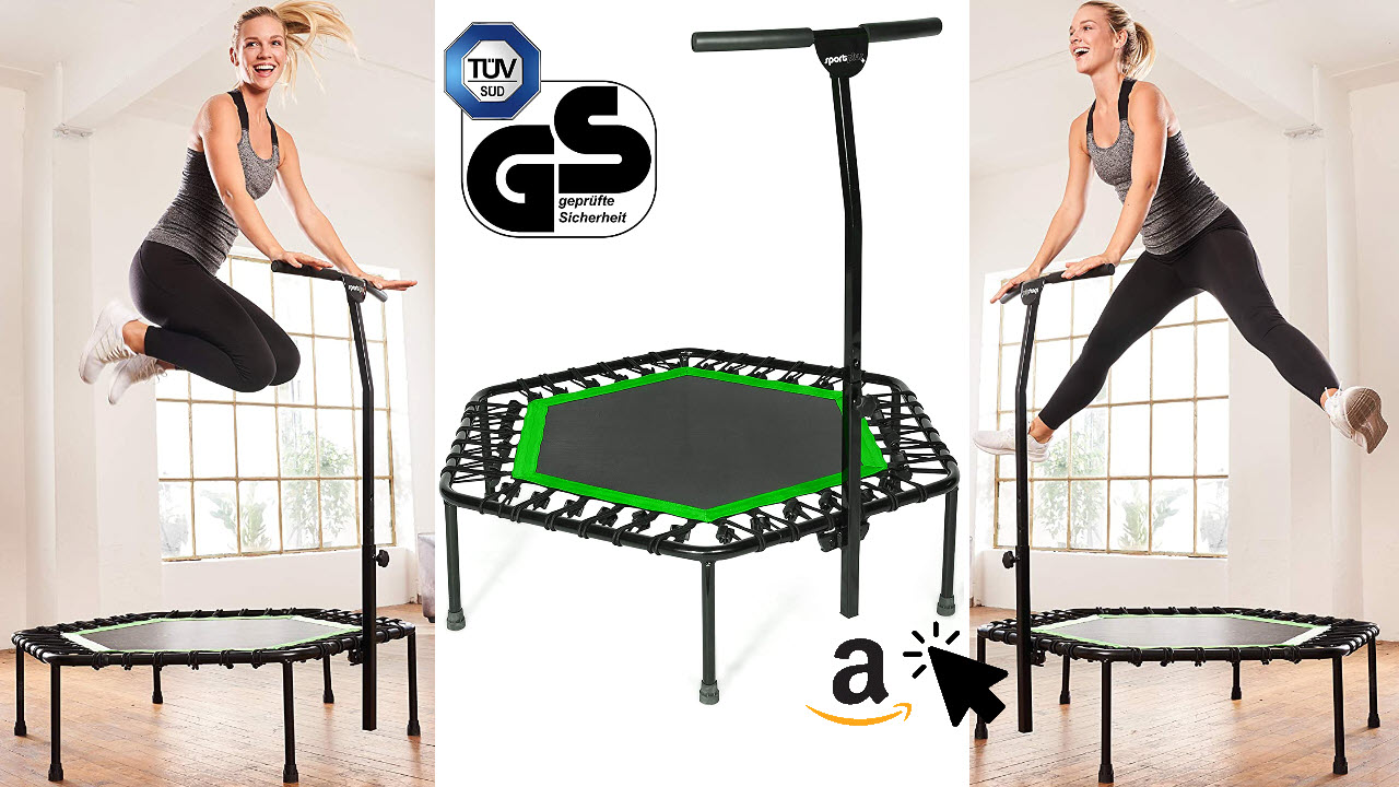 SportPlus Fitness-Trampolin 126cm Gummiseilfederung Haltegriff