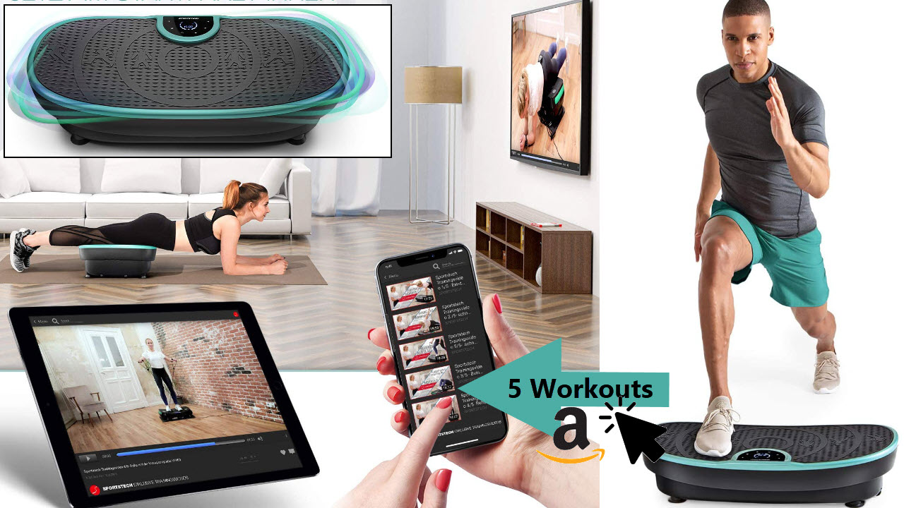 Sportstech VP250 Vibrationsplatte mit Übungen - 5 Video Workouts