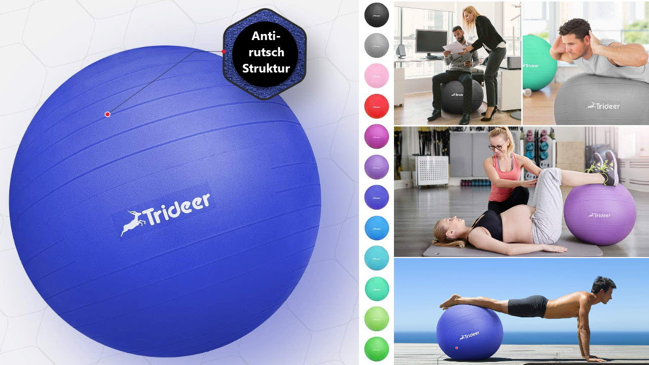 Trideer Dicker Gymnastikball rutschfest - Sitzball extra stabil bis 700kg