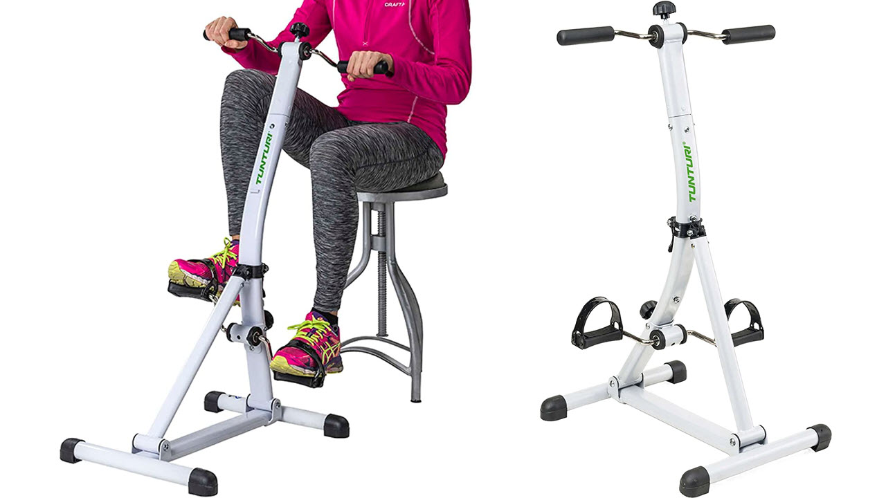 Tunturi Pedaltrainer, gleichzeitig für Arm und Bein, 2-in-1 Heimtrainer, Mini Bike, Verstellbarer Bewegungstrainer