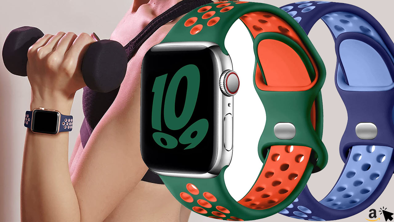 Upeak Sport Apple Watch kompatibles Silikon Doppelloch Armband Atmungsaktiv, mit Schnappschnalle