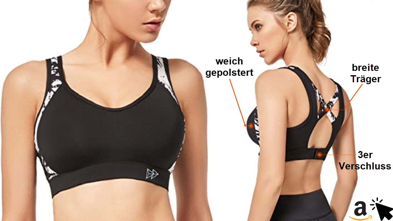 Yvette Damen Sport BH Starker Halt Große Größe Gekreuzt Rücken Gepolstert Fitness Lauf Joggen Yoga Bra
